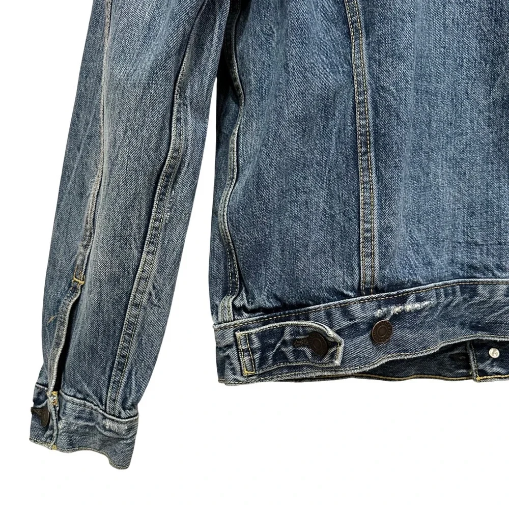 Levi‎ Strauss Co Mens Denim Trucker Jacket Hawaiian Hula Dancer Collar Size M